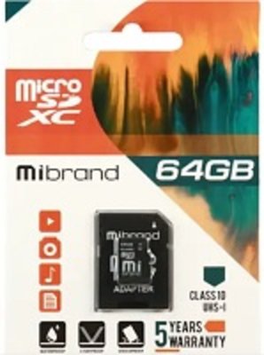 ФЛЕШ-КАРТА MEMORY CARD MICROSDXC (UHS-1)MIBRAND 64 GB CLASS 10 4002 фото
