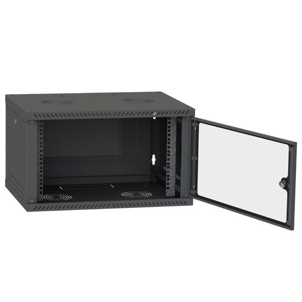 Шкаф телекоммуникационный двери стекло (черный) IPCOM 6U 600x600 301431 фото