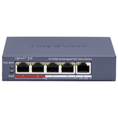 Коммутатор 4 порта неуправляемый Hikvision DS-3E0105P-E/M(C) POE 19029 фото