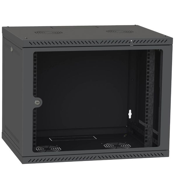 Шкаф телекоммуникационный двери стекло (черный) IPCOM 12U 600x600 301273 фото