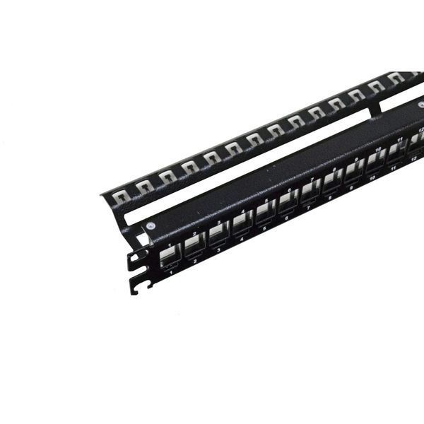 19" под 24 модуля Keystone, 1U с задним организатором, заземл., черная Патч-панель 301562 фото