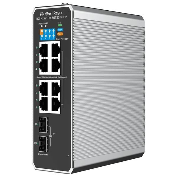 Комутатор 10 портів керований Ruijie Reyee RG-NIS2100-8GT2SFP-HP PoE++ 301886 фото