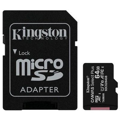 Карта памяти Kingston 64GB microSDXC Canvas Select Plus 100R A1 C10 Card + ADP 301195 фото